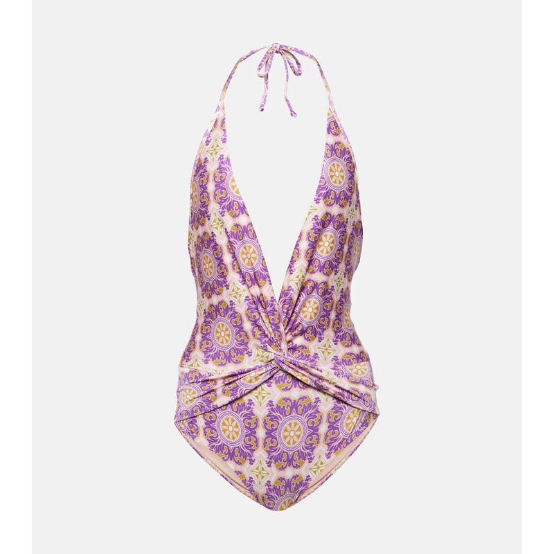 Adriana Degreas Exotic Coral printed halterneck swimsuit