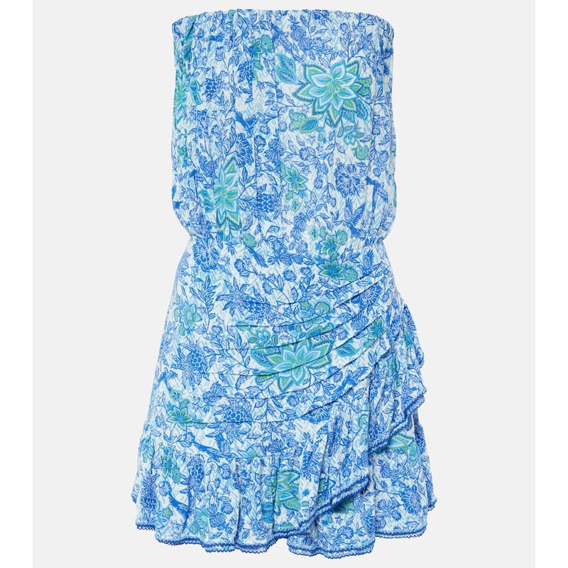 Poupette St Barth Printed strapless minidress