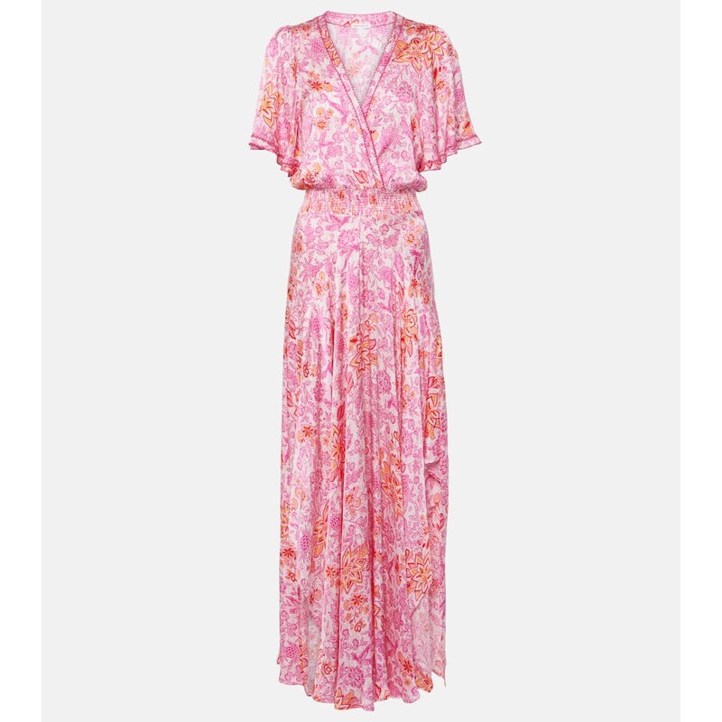 Poupette St Barth Mabelle floral satin maxi dress