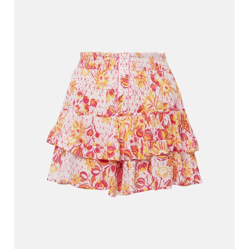 Poupette St Barth Culotte ruffled floral miniskirt