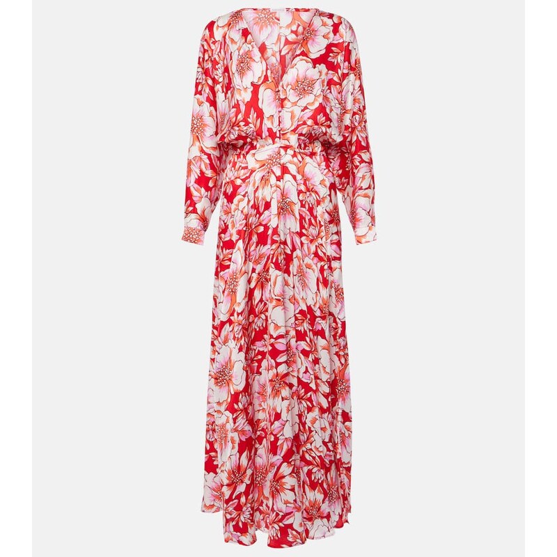 Poupette St Barth Ilona gathered floral midi dress