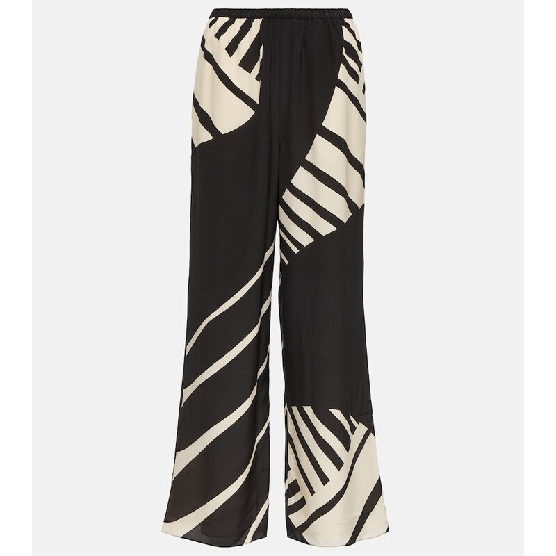 SIR Printed mid-rise silk wide-leg pants