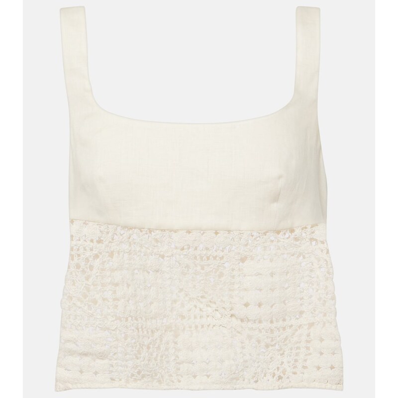 SIR Rayure linen crop top
