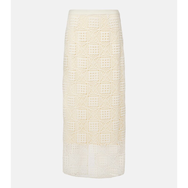 SIR Rayure crochet cotton maxi skirt