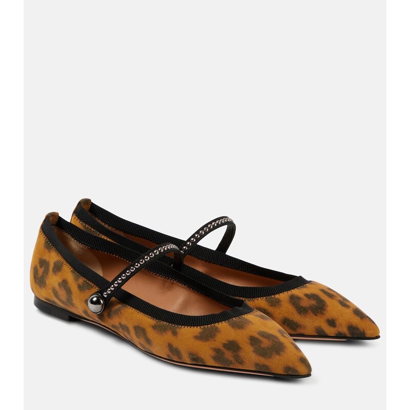 Aquazzura Romy leopard-print suede ballet flats