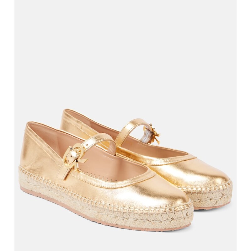 Gianvito Rossi Elda metallic leather espadrilles
