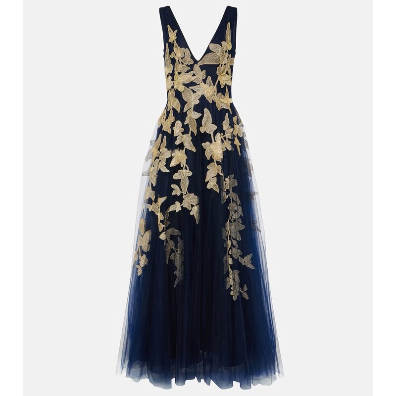 Costarellos Arcangela appliquÃ tulle gown