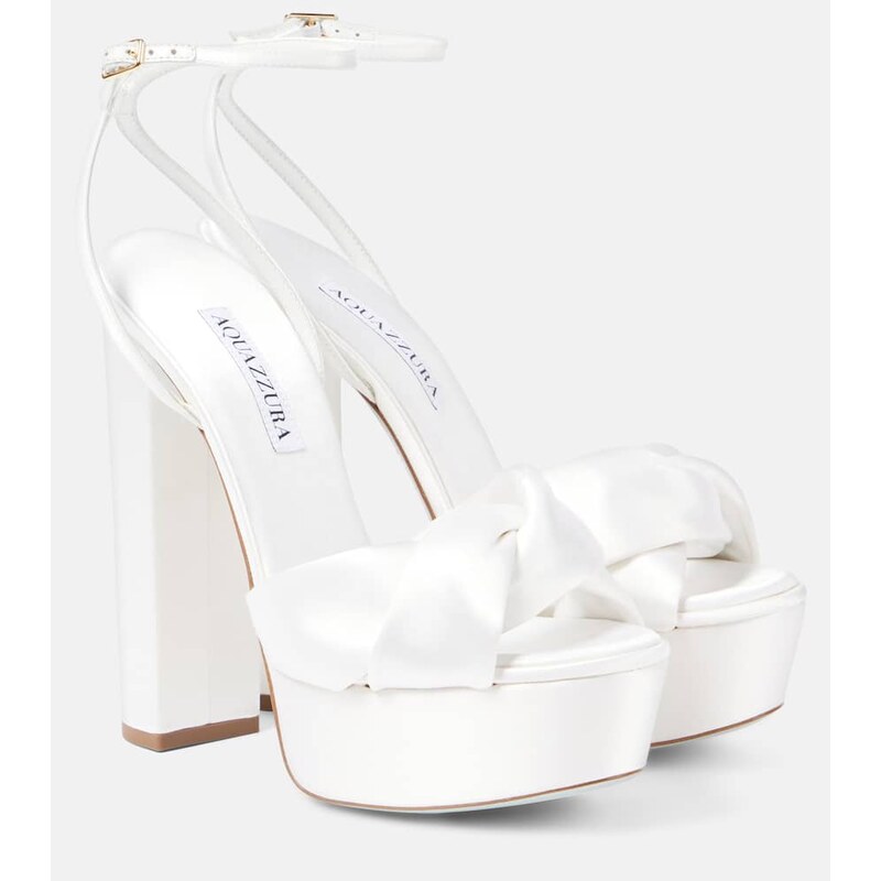 Aquazzura Bridal Olie 140 satin platform sandals