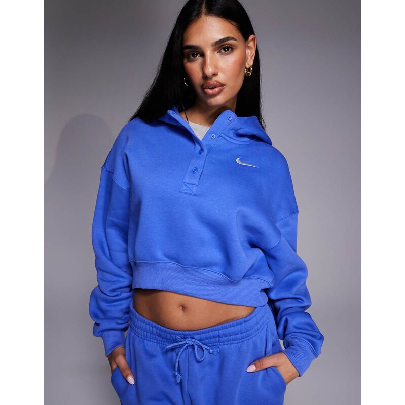 Nike Phoenix Fleece oversized cropped hoodie in blue
