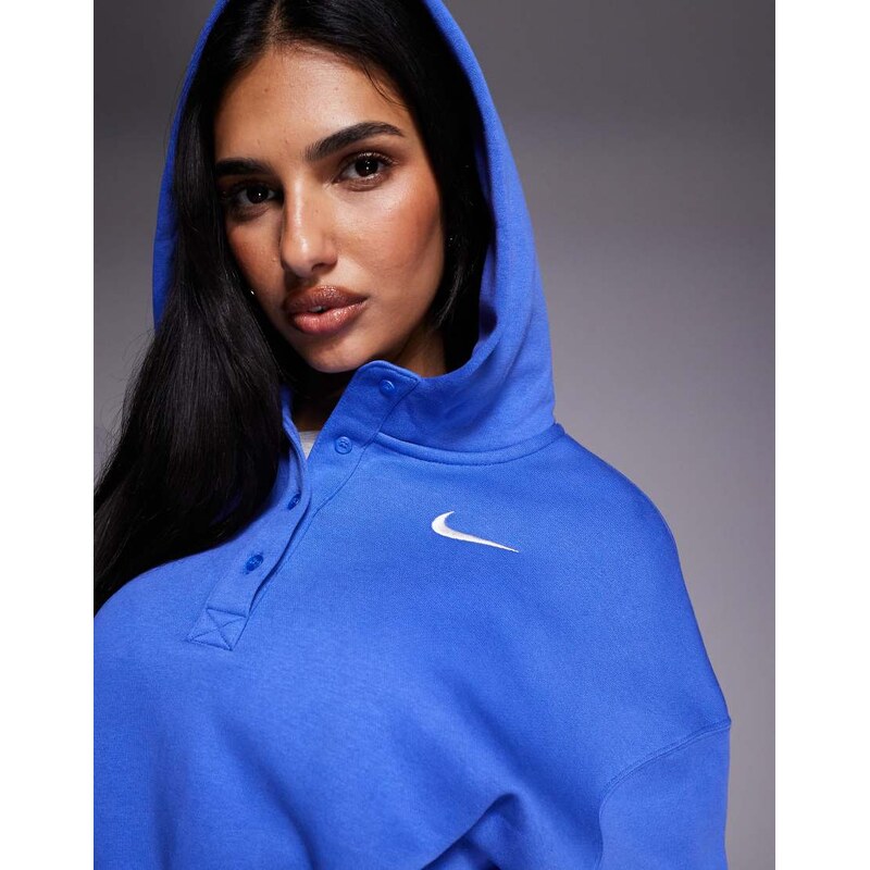 Nike Phoenix Fleece oversized cropped hoodie in blue