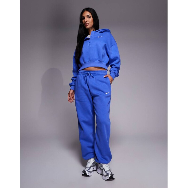 Nike Phoenix Fleece oversized cropped hoodie in blue