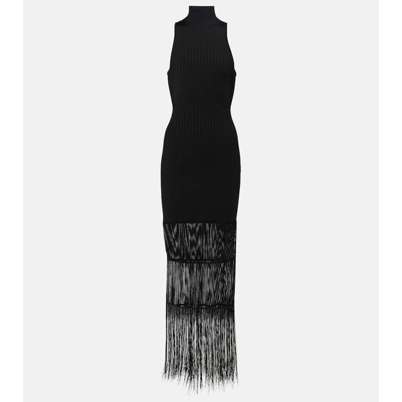 Khaite Zare fringed ribbed-knit maxi dress