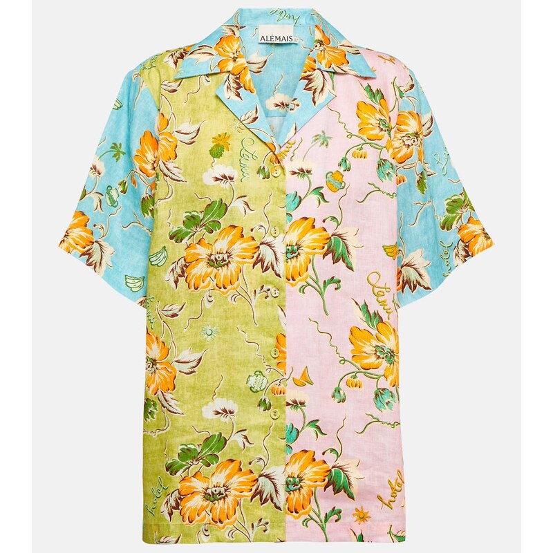 Alémais Mana floral patchwork linen shirt