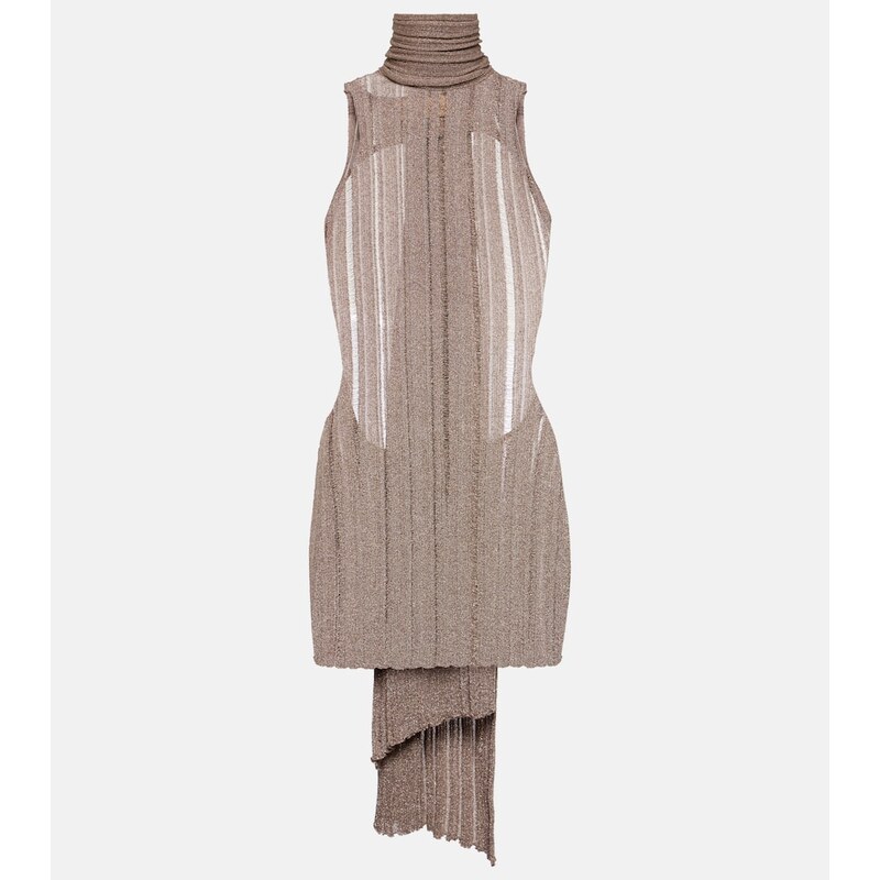 Aya Muse Ribbed-knit lamÃ minidress