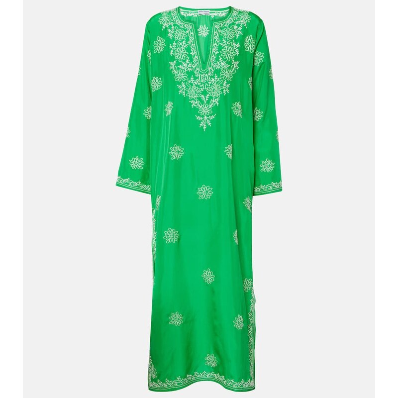 Juliet Dunn Embroidered silk kaftan