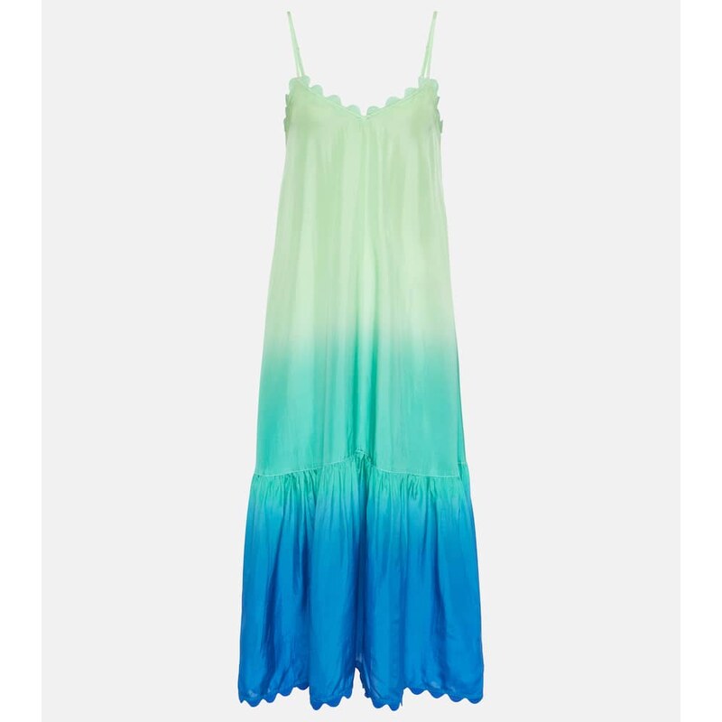 Juliet Dunn Scalloped ombrÃ cotton midi dress