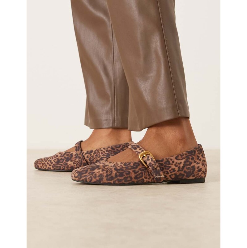 ASOS DESIGN Leah mary jane ballets in leopard-Multi