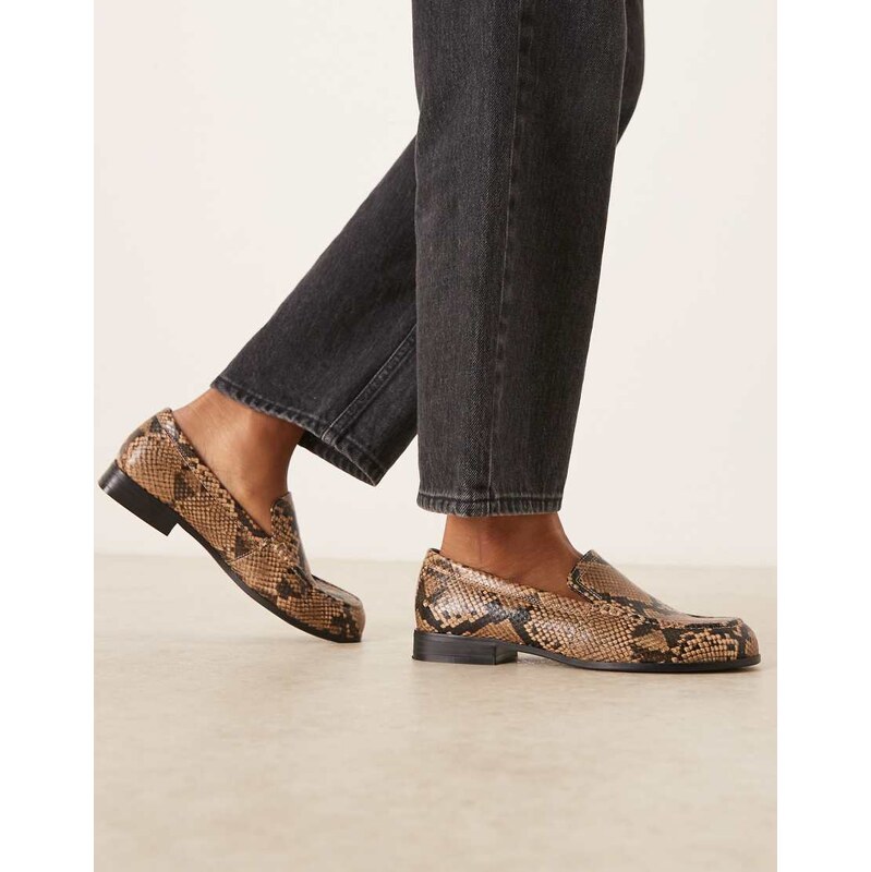 ASOS DESIGN Melva clean round toe loafers in snake-Multi