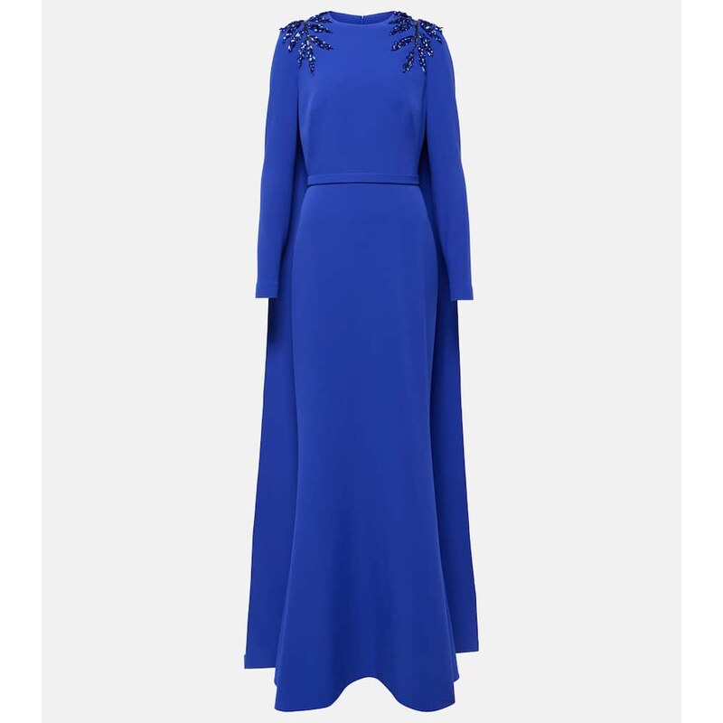 Safiyaa Ginevra embellished caped gown