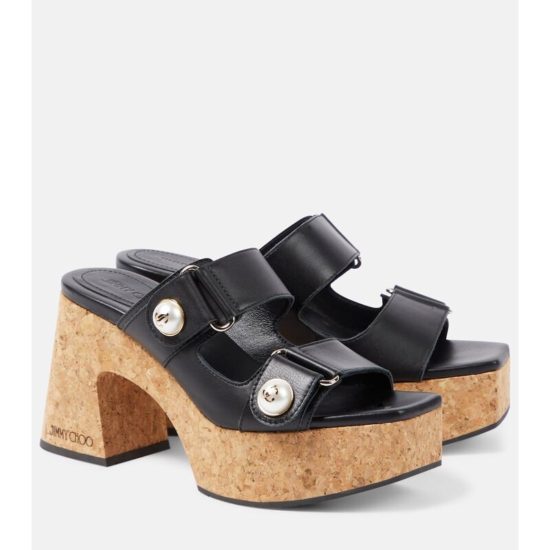 Jimmy Choo Fayence leather platform mules