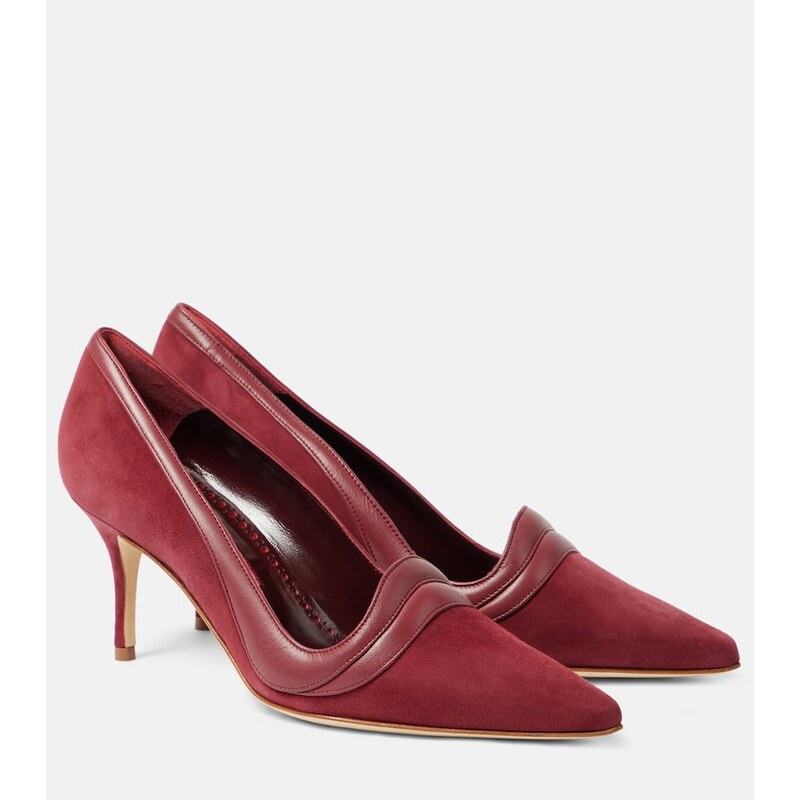 Manolo Blahnik Ajarafa 70 suede and leather pumps