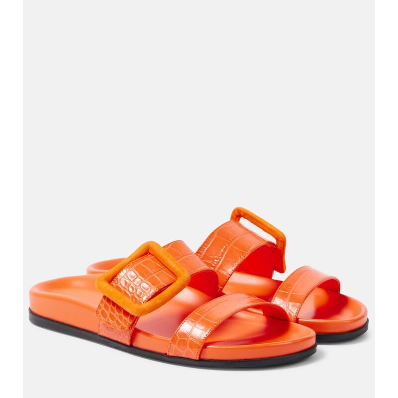 Manolo Blahnik Mayfu leather slides