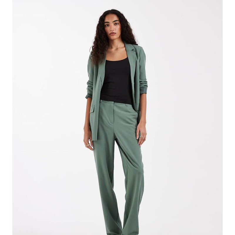 Vero Moda Tall straight leg tailored trouser co-ord in green