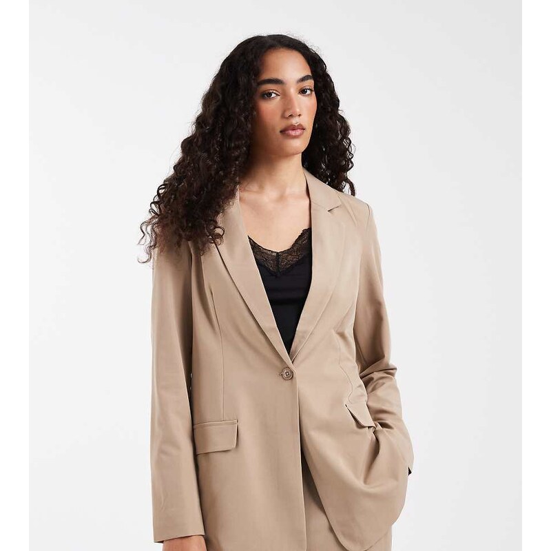 Vero Moda Tall loose fit tailored blazer co-ord in beige-Neutral 115518320
