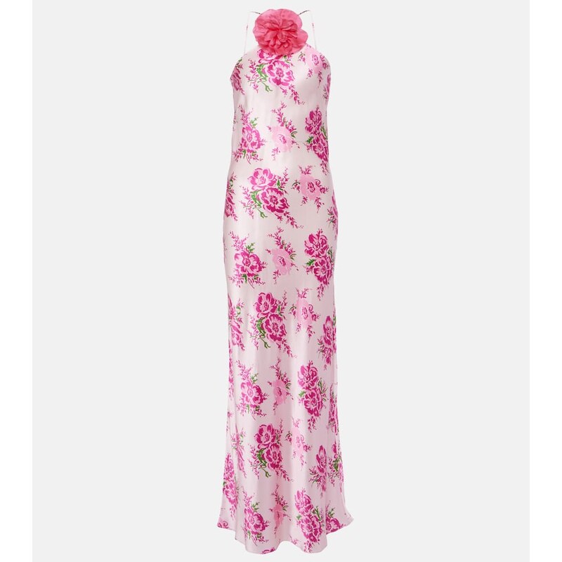 Rodarte Floral-appliquÃ silk maxi dress