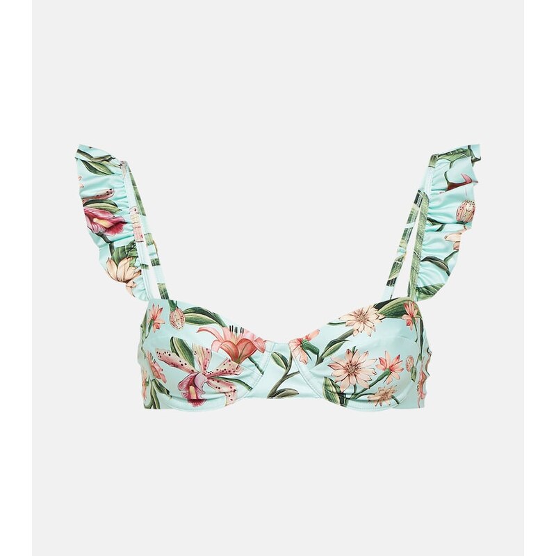 Agua by Agua Bendita Kiwi floral ruffled bikini top