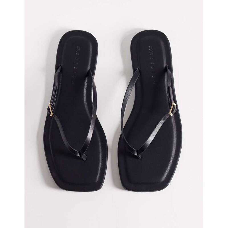 ASOS DESIGN Fitz toe thong sandals in black