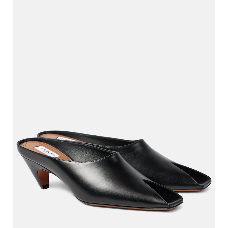 Dámské kůžové pantofle Alaïa 55 v barvě černá