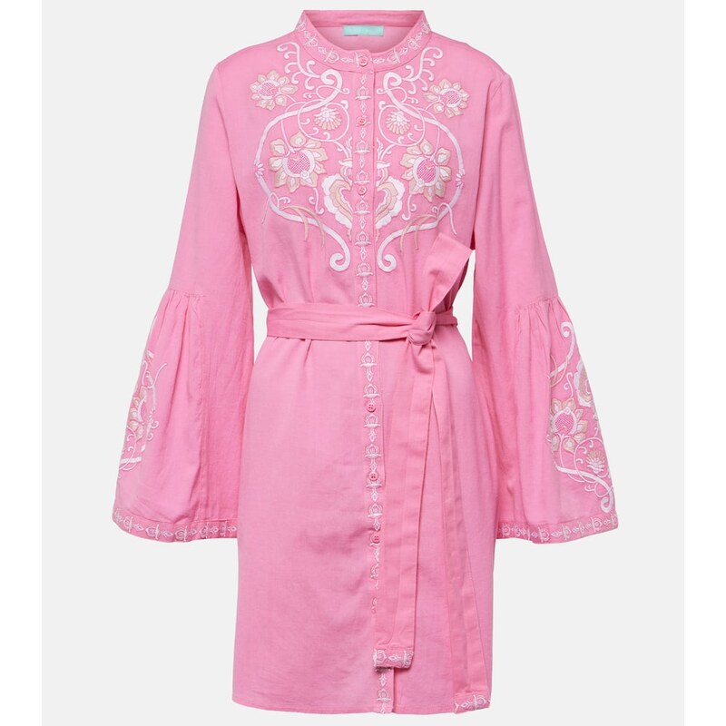 Melissa Odabash Everly embroidered cotton and linen minidress