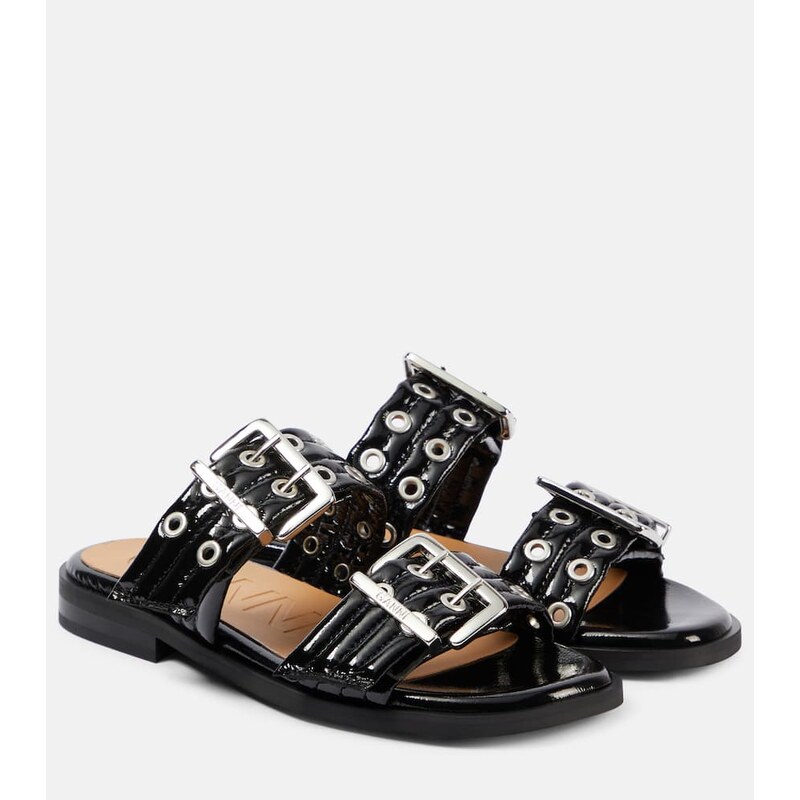Ganni Studded patent leather sandals