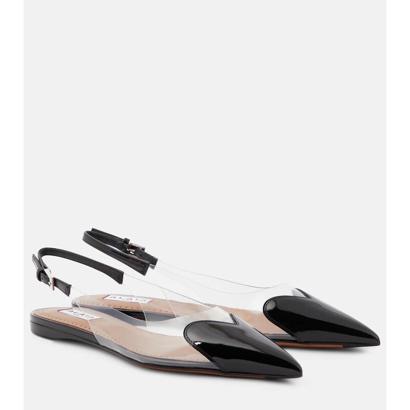 Alaia AlaÃ¯a Le CÅur patent leather and PU slingback flats