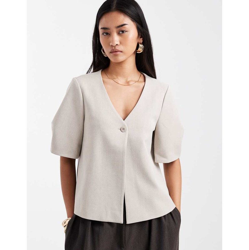 Object short balloon sleeve blazer co-ord in humus-Neutral 113271837