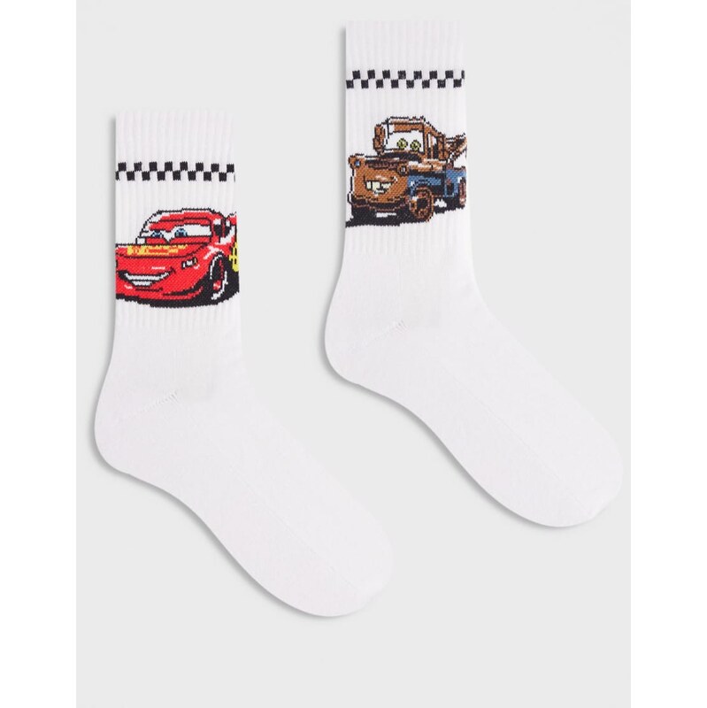 ASOS DESIGN 2 pack sock with Disney Cars graphic in white 113271836