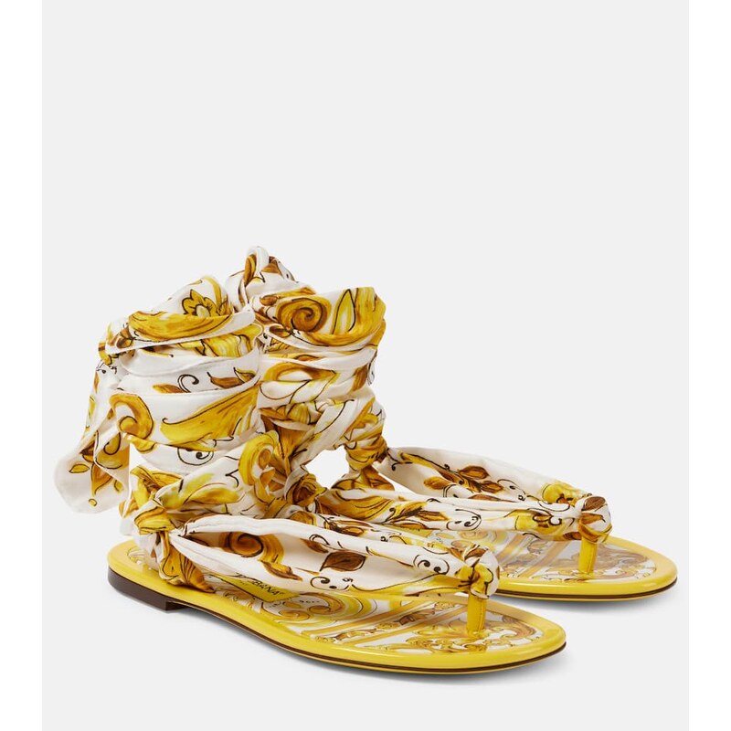 Dolce&Gabbana Printed silk twill sandals