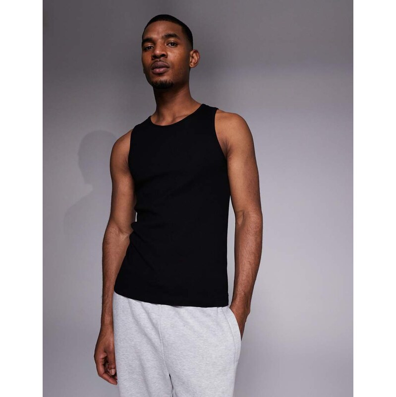 River Island ribbed vest in black