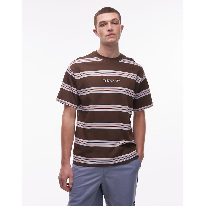 Vans Mesa stripe short sleeve shirt in brown