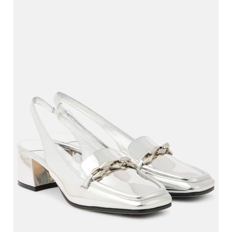 Jimmy Choo Diamond Tilda metallic leather slingback pumps
