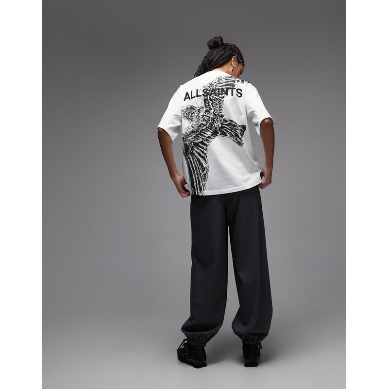 AllSaints swoop amelie back graphic t-shirt in white 113271888
