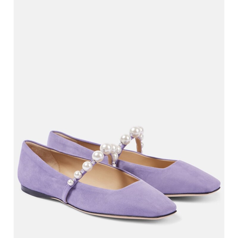 Jimmy Choo Ade embellished suede ballet flats