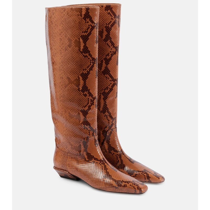 Paris Texas Bettina snake-effect leather knee-high boots
