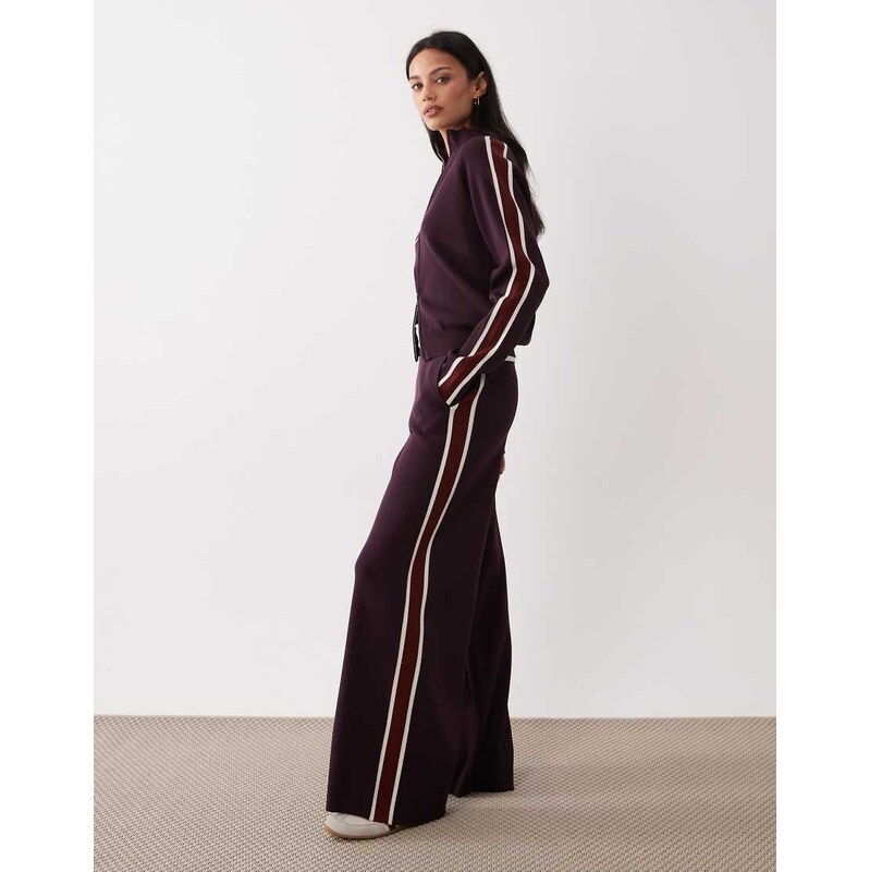 Mango Barneda knitted straight trouser co-ord in plum-Red 113271899