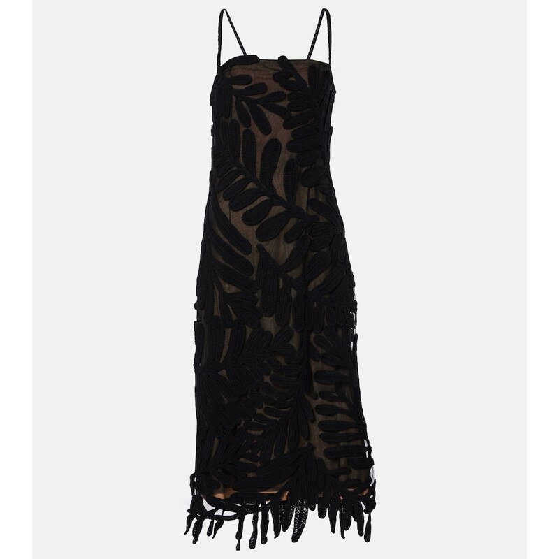 Oscar de la Renta Cotton crochet midi dress