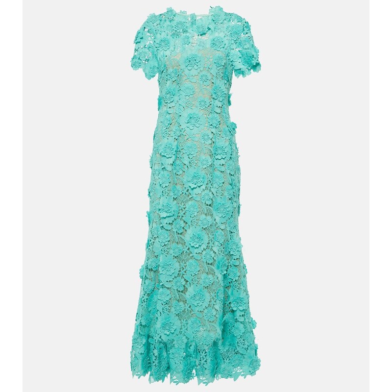 Oscar de la Renta Floral guipure lace midi dress