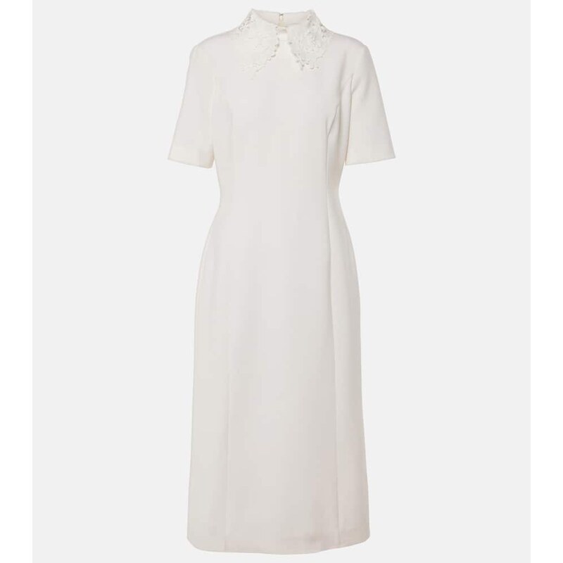 Oscar de la Renta Lace-trimmed wool-blend midi dress