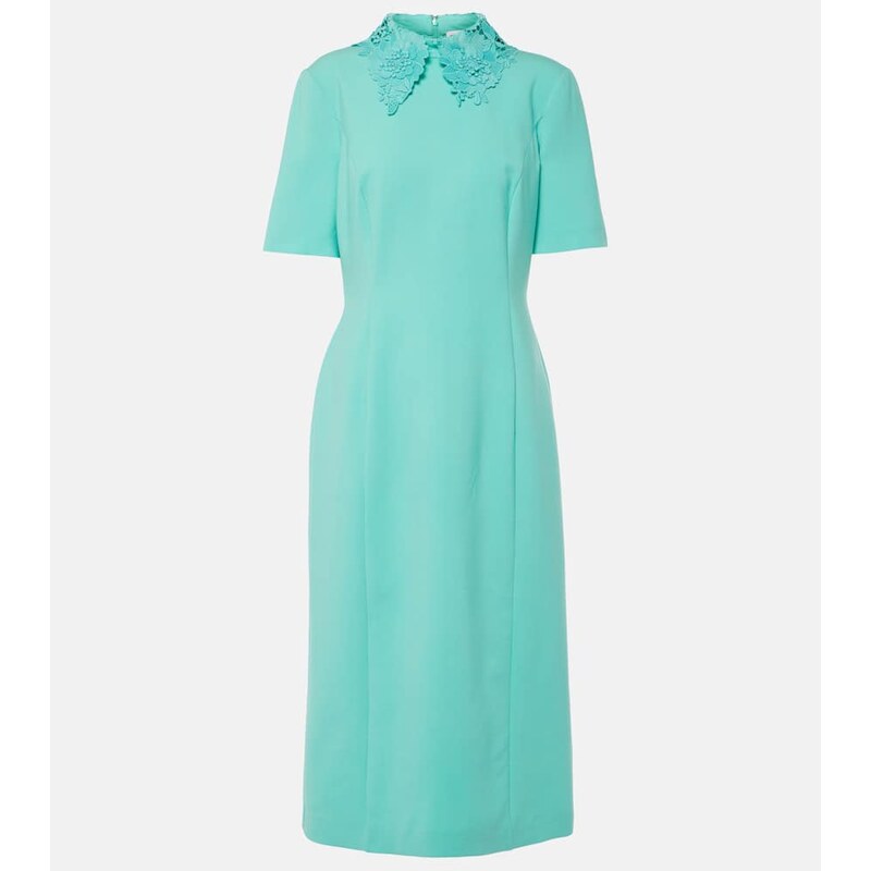 Oscar de la Renta Lace-trimmed wool-blend midi dress