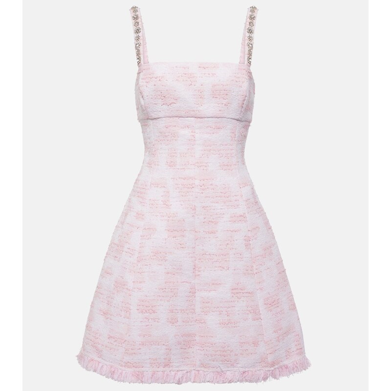 Oscar de la Renta Crystal-embellished tweed minidress